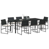 Set da Pranzo per Giardino 9 pcs Nero e Crema polyrattan