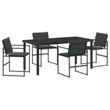 Set da Pranzo per Giardino 5 pcs Nero 160 x 80 x 73 cm
