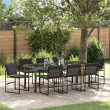 Set da Pranzo per Giardino 9 pcs Nero 200 x 80 x 73 cm