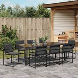 Set da Pranzo per Giardino 9 pcs Nero 200 x 80 x 73 cm