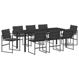 Set da Pranzo per Giardino 9 pcs Nero 200 x 80 x 73 cm