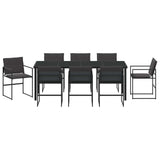 Set da Pranzo per Giardino 9 pcs Nero 200 x 80 x 73 cm