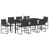 Set da Pranzo per Giardino 9 pcs Nero 200 x 80 x 73 cm