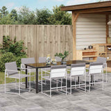 Set da Pranzo per Giardino 9 pcs Bianco 200 x 80 x 73 cm