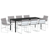 Set da Pranzo per Giardino 9 pcs Bianco 200 x 80 x 73 cm