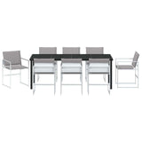 Set da Pranzo per Giardino 9 pcs Bianco 200 x 80 x 73 cm