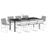Set da Pranzo per Giardino 9 pcs Bianco 200 x 80 x 73 cm