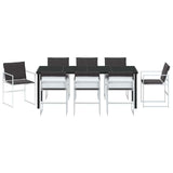 Set da Pranzo per Giardino 9 pcs Bianco 200 x 80 x 73 cm