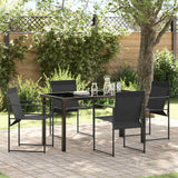 Set da Pranzo per Giardino 5 pcs Nero Textilene e Acciaio