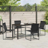 Set da Pranzo per Giardino 5 pcs Nero Textilene e Acciaio