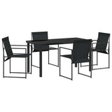 Set da Pranzo per Giardino 5 pcs Nero Textilene e Acciaio