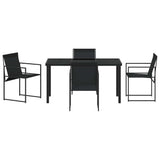 Set da Pranzo per Giardino 5 pcs Nero Textilene e Acciaio
