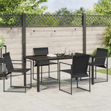 Set da Pranzo per Giardino 5 pcs Nero Textilene e Acciaio