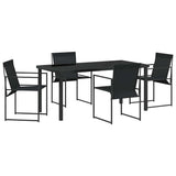 Set da Pranzo per Giardino 5 pcs Nero Textilene e Acciaio