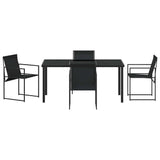 Set da Pranzo per Giardino 5 pcs Nero Textilene e Acciaio