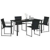 Set da Pranzo per Giardino 5 pcs Nero Textilene e Acciaio