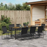 Set da Pranzo per Giardino 9 pcs Nero Textilene e Acciaio