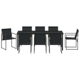 Set da Pranzo per Giardino 9 pcs Nero Textilene e Acciaio