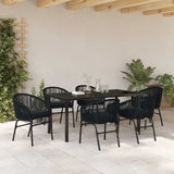 Set da Pranzo per Giardino 7 pcs Nero