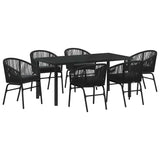 Set da Pranzo per Giardino 7 pcs Nero
