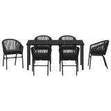 Set da Pranzo per Giardino 7 pcs Nero