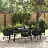 Set da Pranzo per Giardino 7 pcs Nero