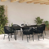 Set da Pranzo per Giardino 7 pcs Nero