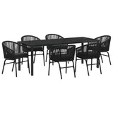 Set da Pranzo per Giardino 7 pcs Nero