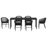 Set da Pranzo per Giardino 7 pcs Nero