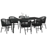 Set da Pranzo per Giardino 7 pcs Nero