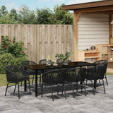 Set da Pranzo per Giardino 9 pcs Nero