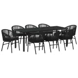 Set da Pranzo per Giardino 9 pcs Nero