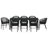 Set da Pranzo per Giardino 9 pcs Nero