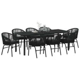 Set da Pranzo per Giardino 9 pcs Nero