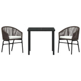 Set da Pranzo per Giardino 3 pcs Marrone