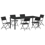Set da Pranzo per Giardino 7 pcs Nero