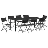 Set da Pranzo per Giardino 9 pcs Nero
