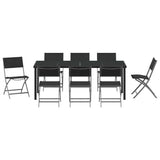 Set da Pranzo per Giardino 9 pcs Nero