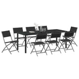 Set da Pranzo per Giardino 9 pcs Nero