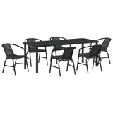 Set da Pranzo per Giardino 7 pcs Nero
