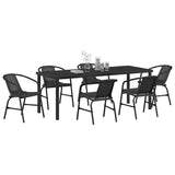 Set da Pranzo per Giardino 7 pcs Nero