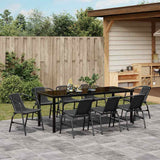 Set da Pranzo per Giardino 9 pcs Nero