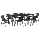 Set da Pranzo per Giardino 9 pcs Nero