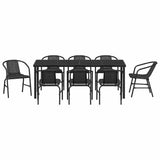 Set da Pranzo per Giardino 9 pcs Nero