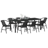 Set da Pranzo per Giardino 9 pcs Nero