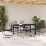 Set da Pranzo per Giardino 7 pcs Nero