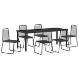 Set da Pranzo per Giardino 7 pcs Nero