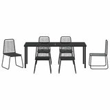 Set da Pranzo per Giardino 7 pcs Nero