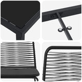 Set da Pranzo per Giardino 9 pcs Nero