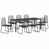 Set da Pranzo per Giardino 9 pcs Nero